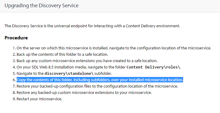 Upgrading the discovery service