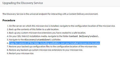 Upgrading the discovery service